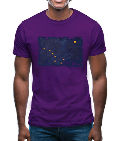 Alaska Grunge Style Flag Mens T-Shirt