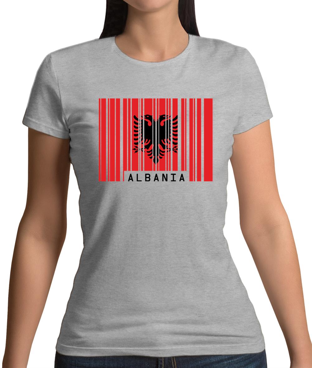 Albania Barcode Style Flag Womens T-Shirt