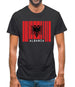 Albania Barcode Style Flag Mens T-Shirt