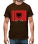 Albania Barcode Style Flag Mens T-Shirt