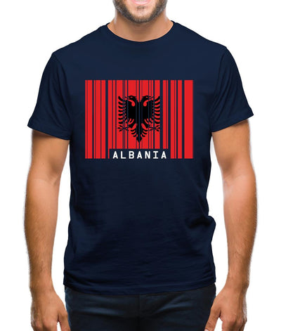Albania Barcode Style Flag Mens T-Shirt