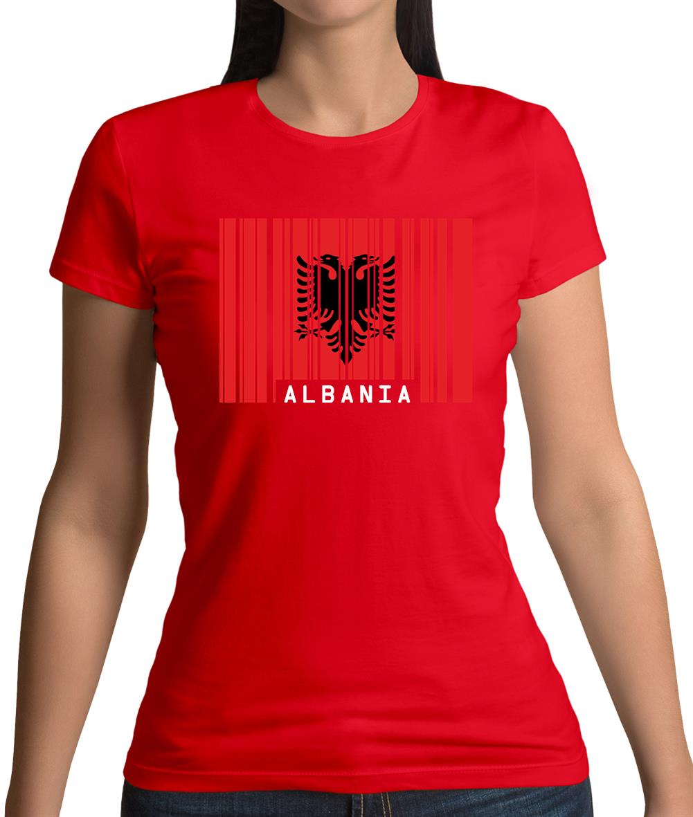 Albania Barcode Style Flag Womens T-Shirt