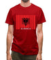 Albania Barcode Style Flag Mens T-Shirt