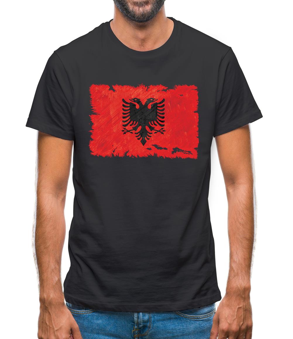 Albania Grunge Style Flag Mens T-Shirt