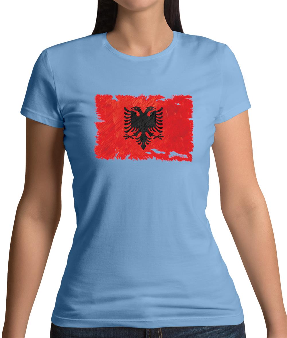Albania Grunge Style Flag Womens T-Shirt