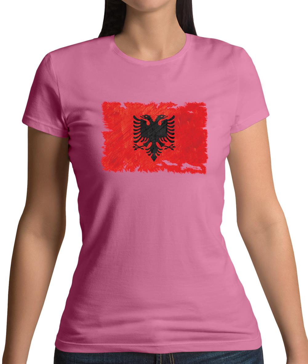 Albania Grunge Style Flag Womens T-Shirt