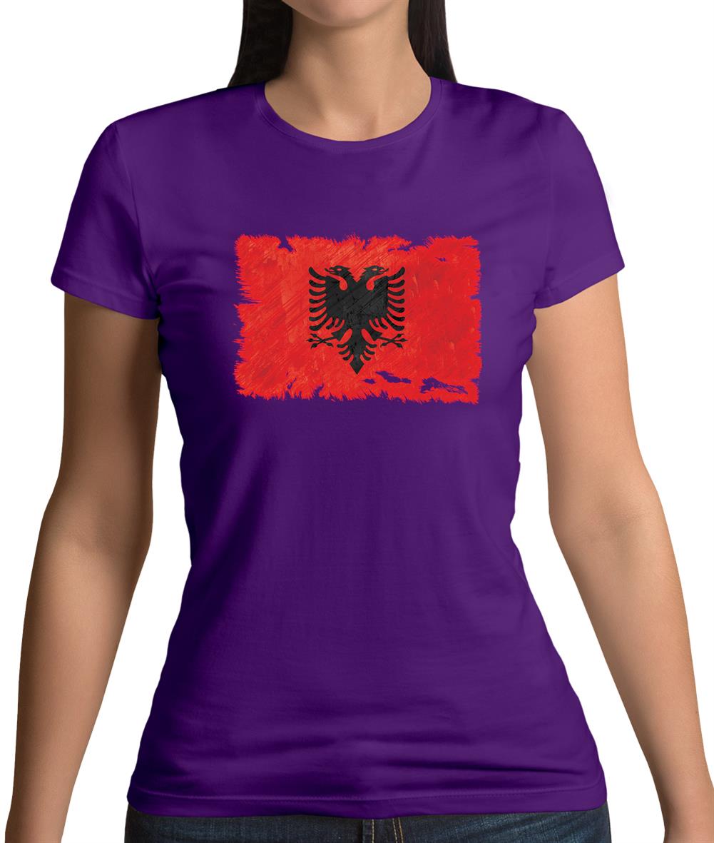 Albania Grunge Style Flag Womens T-Shirt