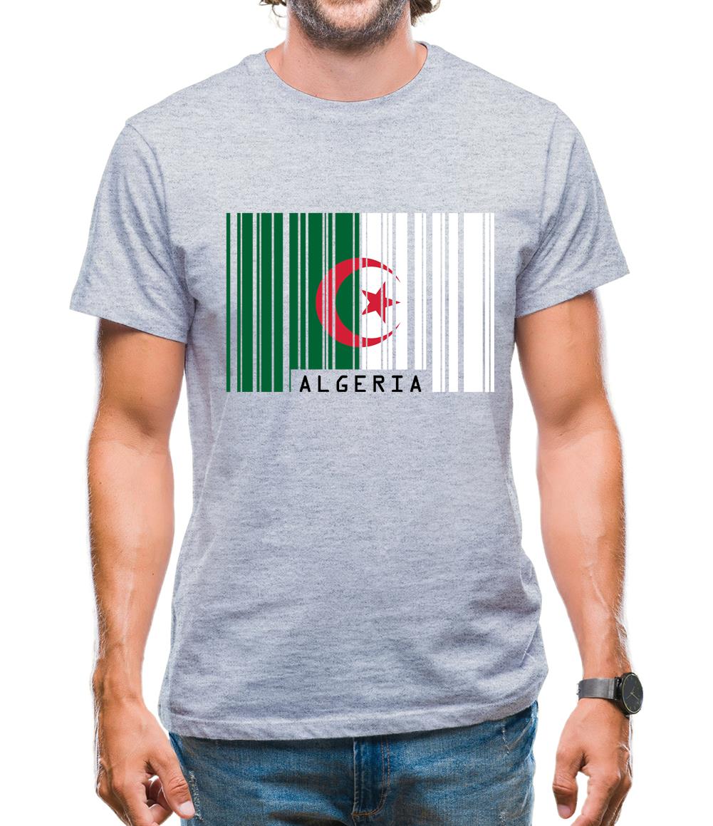 Algeria Barcode Style Flag Mens T-Shirt