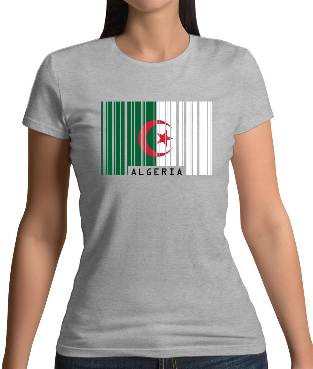 Algeria Barcode Style Flag Womens T-Shirt