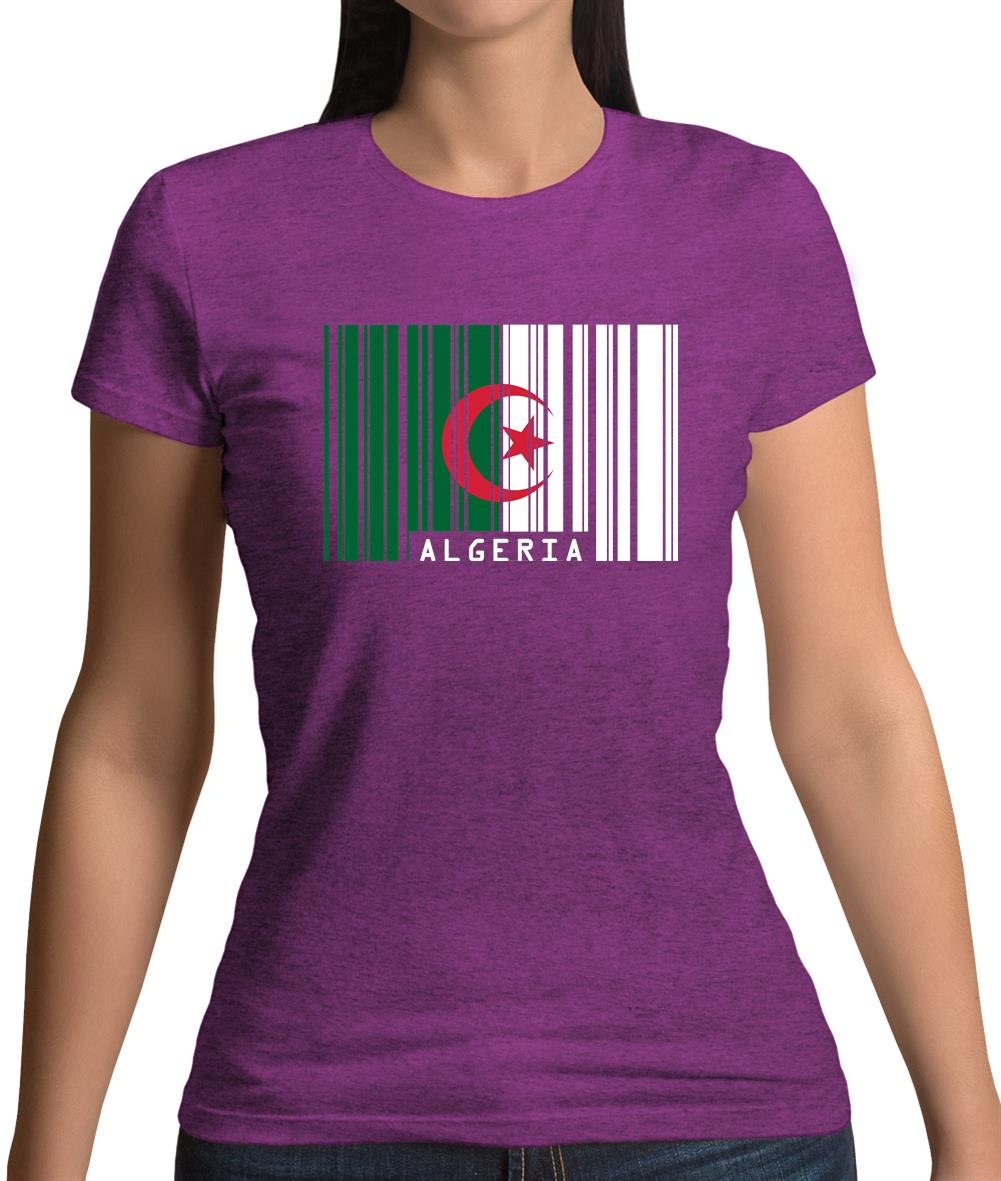 Algeria Barcode Style Flag Womens T-Shirt