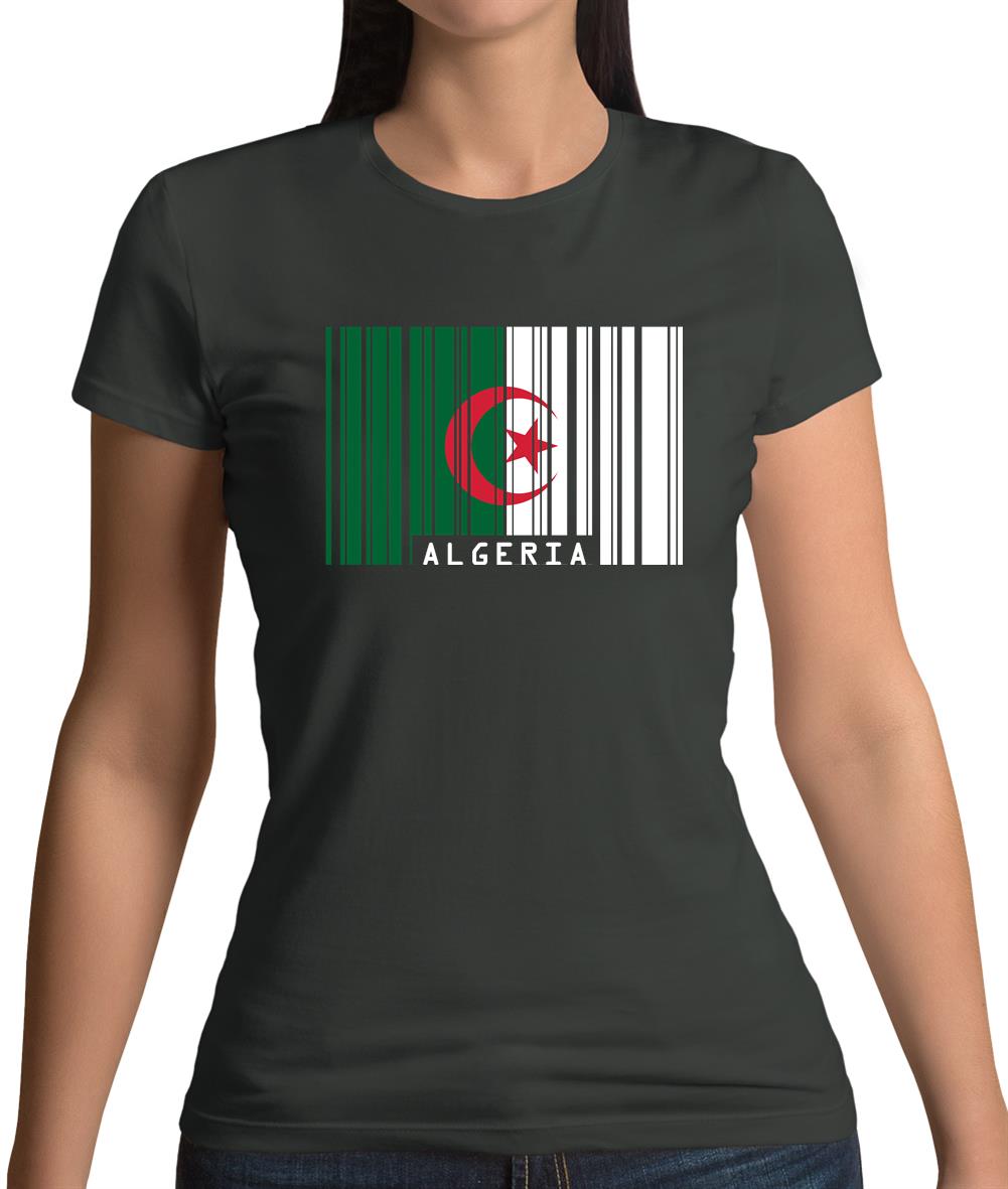 Algeria Barcode Style Flag Womens T-Shirt