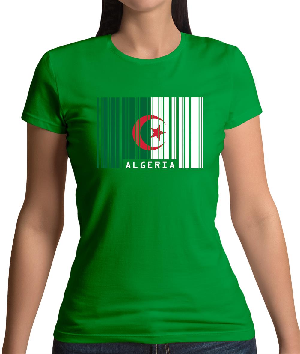 Algeria Barcode Style Flag Womens T-Shirt