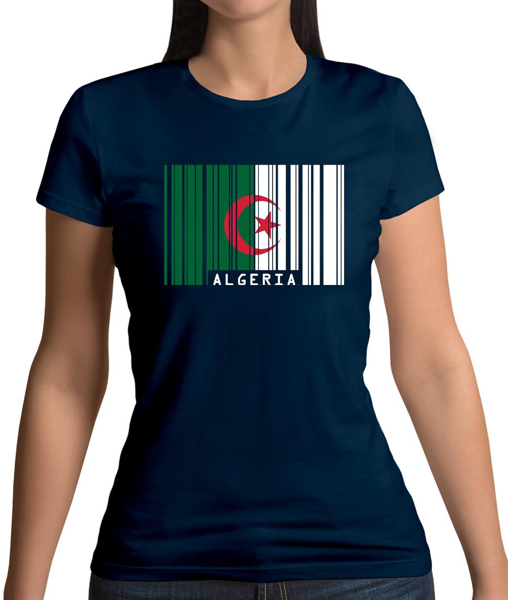 Algeria Barcode Style Flag Womens T-Shirt