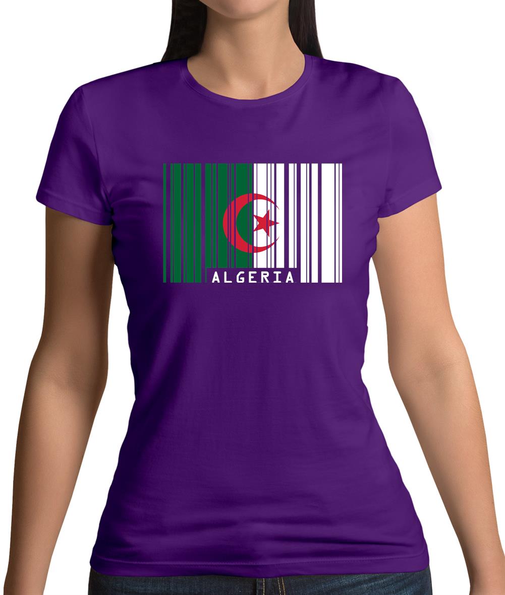 Algeria Barcode Style Flag Womens T-Shirt