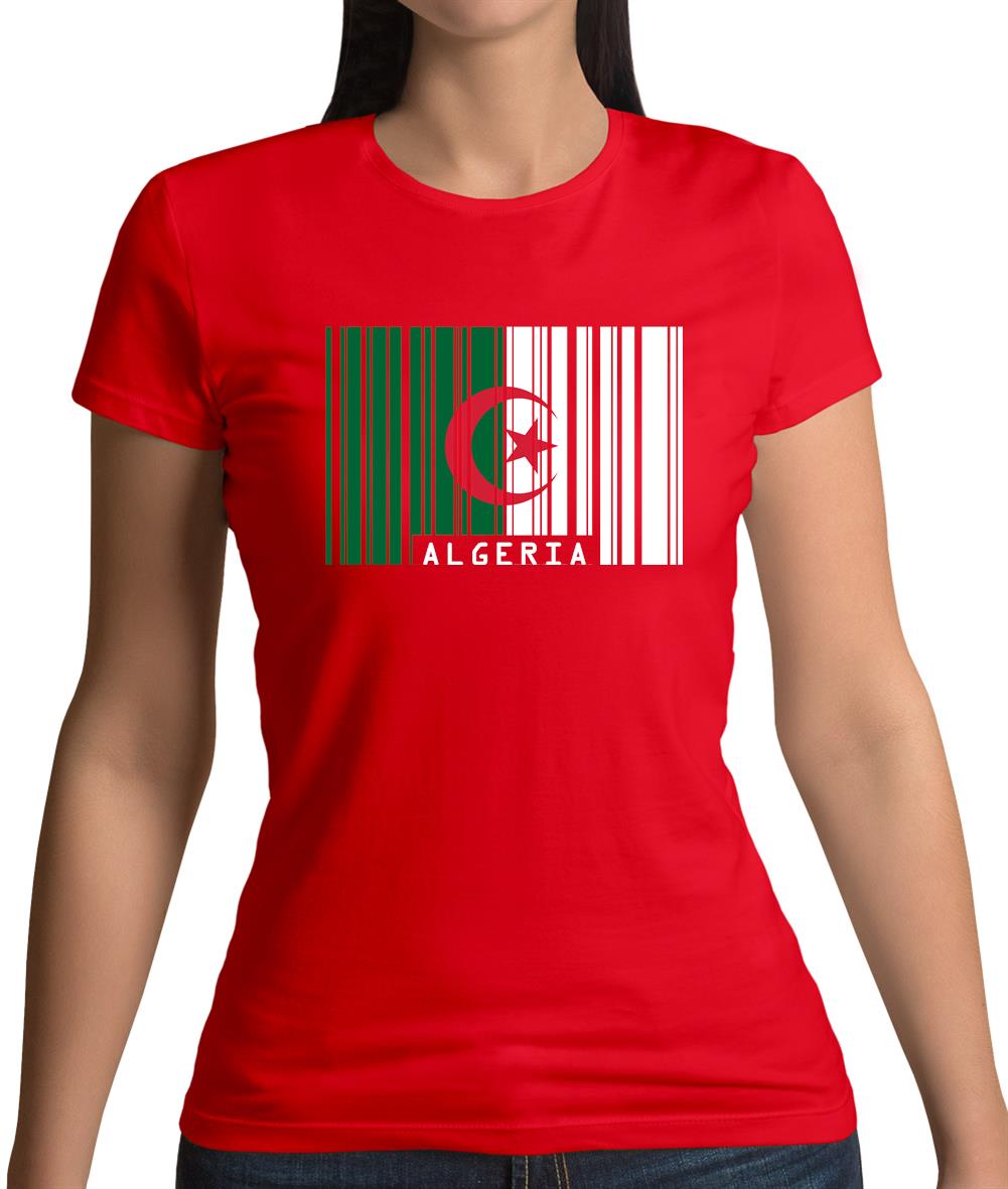 Algeria Barcode Style Flag Womens T-Shirt