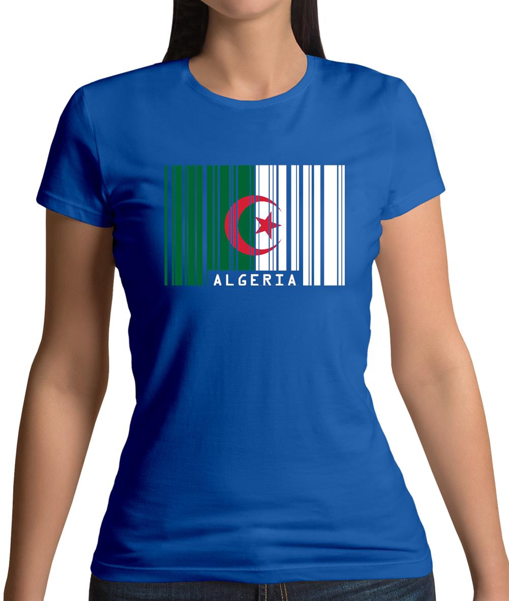 Algeria Barcode Style Flag Womens T-Shirt