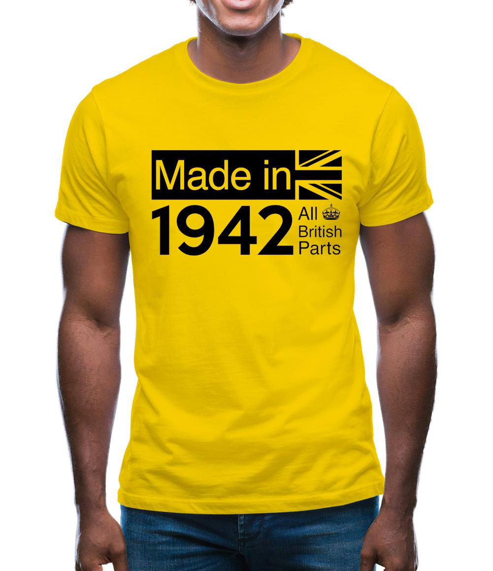 Made In 1942 All British Parts Crown Mens T-Shirt