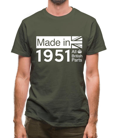 Made In 1951 All British Parts Crown Mens T-Shirt