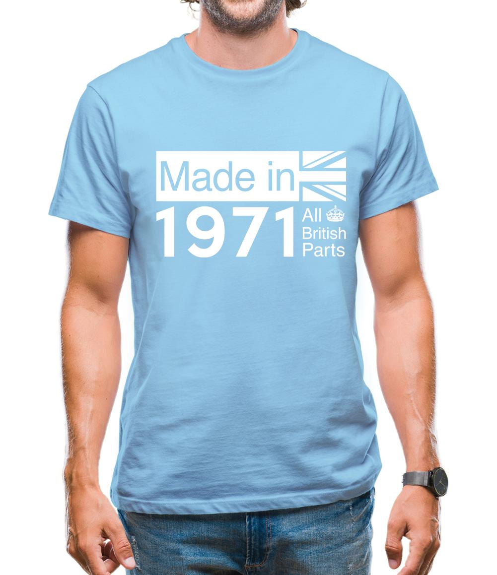 Made In 1971 All British Parts Crown Mens T-Shirt