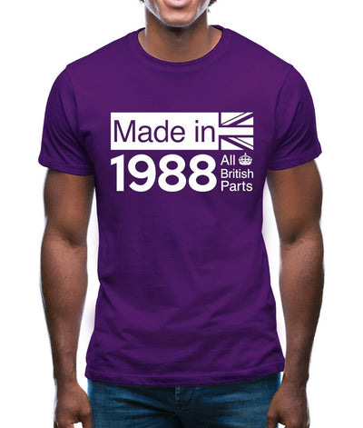 Made In 1988 All British Parts Crown Mens T-Shirt
