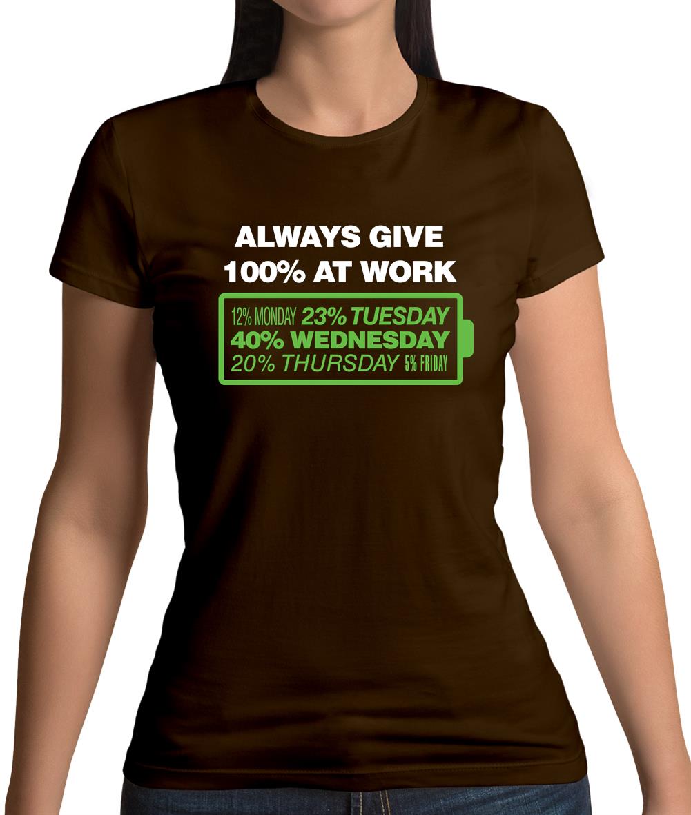 Always Give 100% At Work Womens T-Shirt