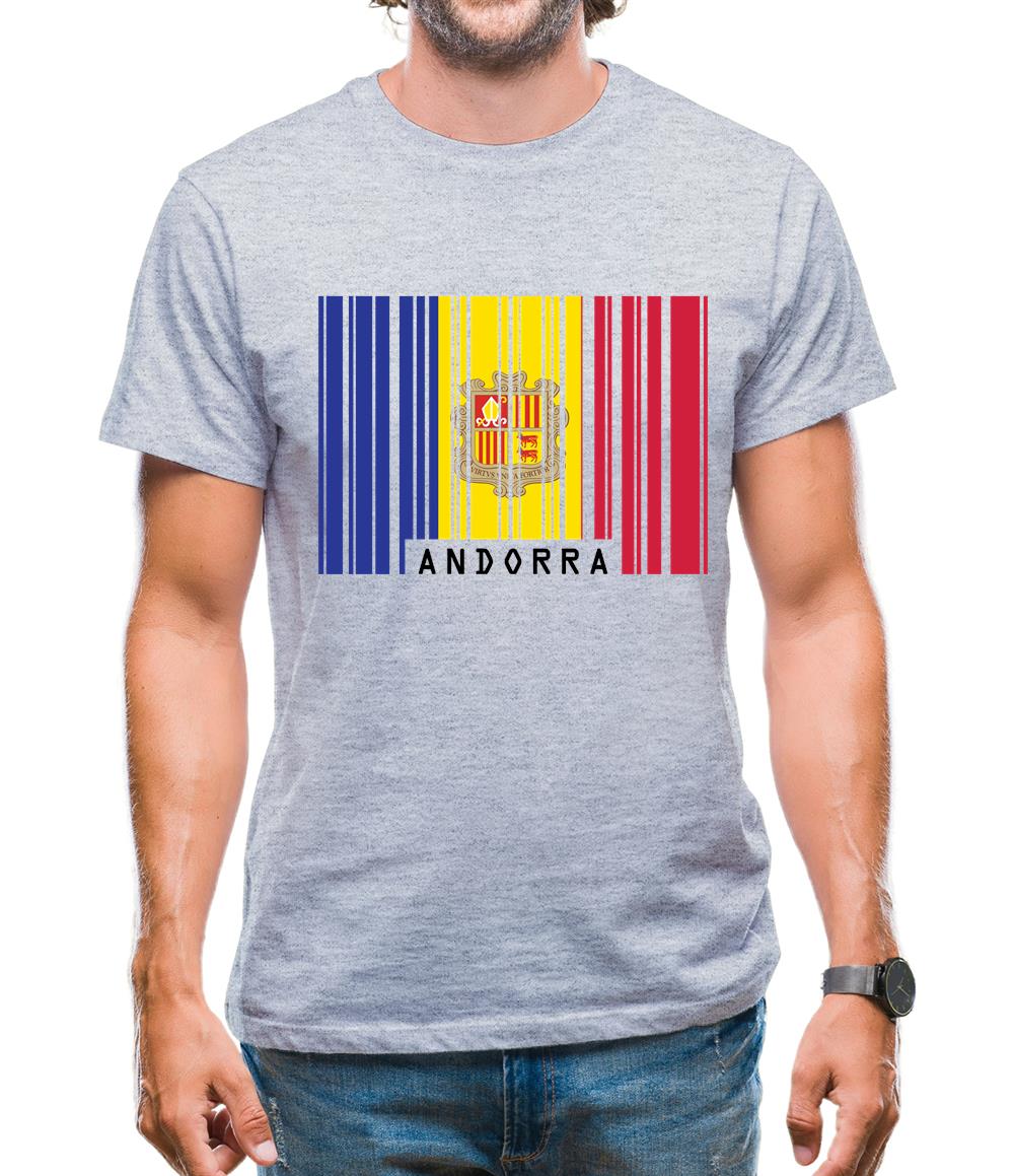 Andorra Barcode Style Flag Mens T-Shirt