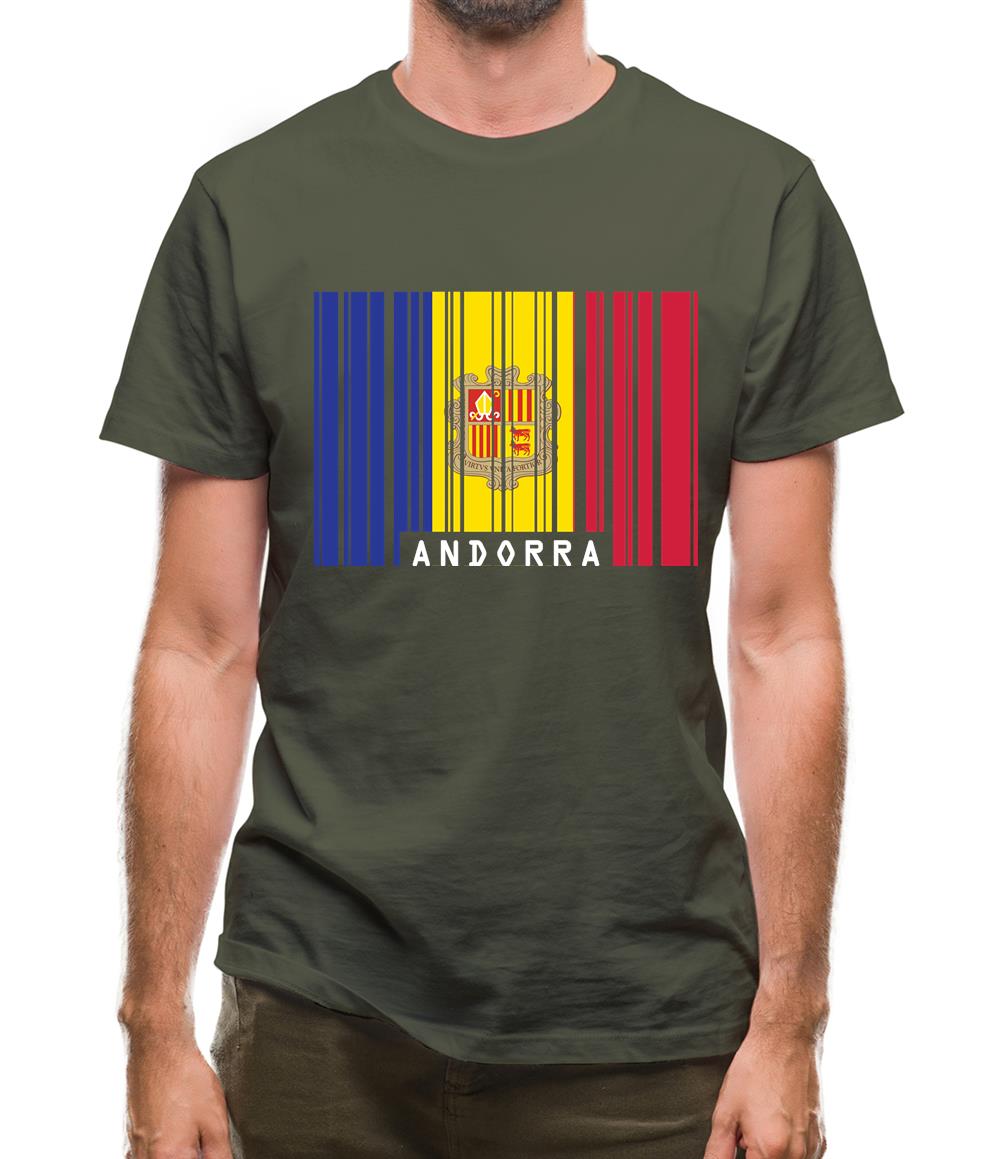 Andorra Barcode Style Flag Mens T-Shirt