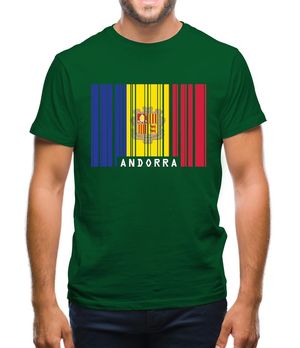 Andorra Barcode Style Flag Mens T-Shirt