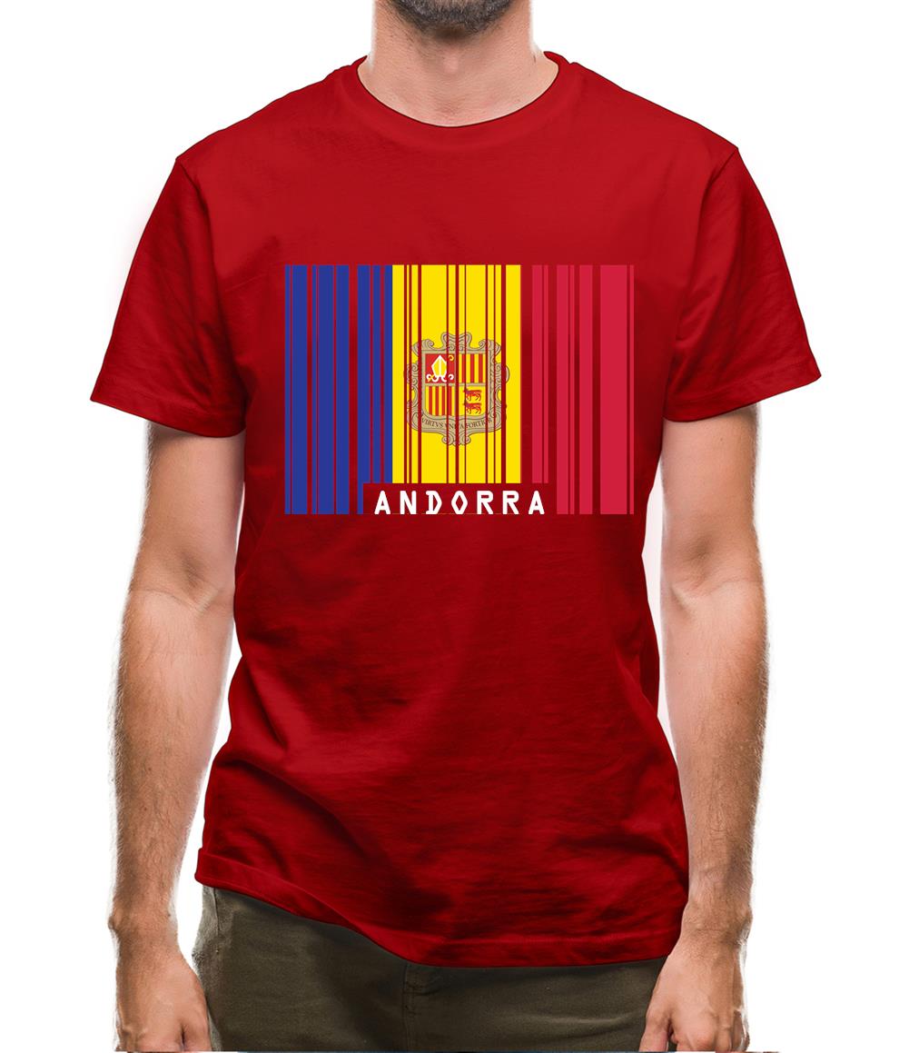 Andorra Barcode Style Flag Mens T-Shirt