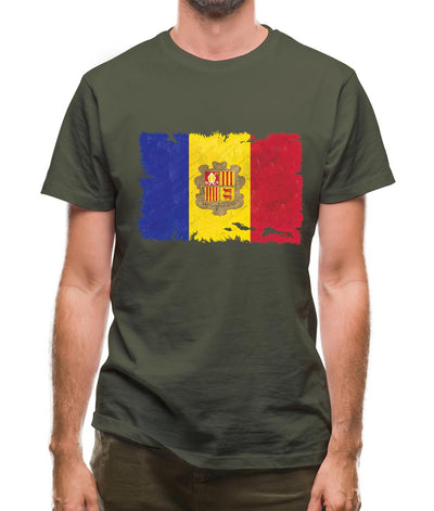 Andorra Grunge Style Flag Mens T-Shirt