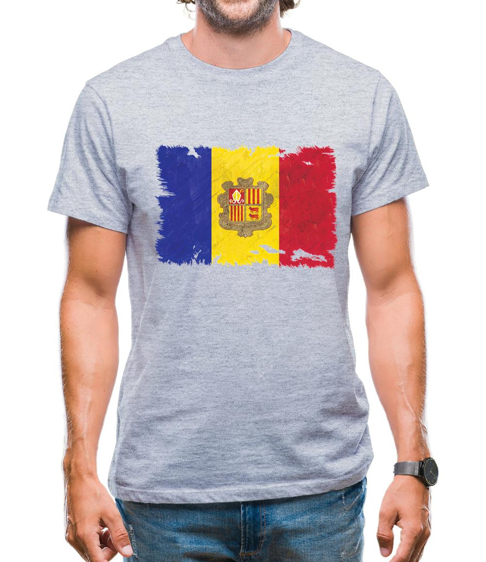Andorra Grunge Style Flag Mens T-Shirt