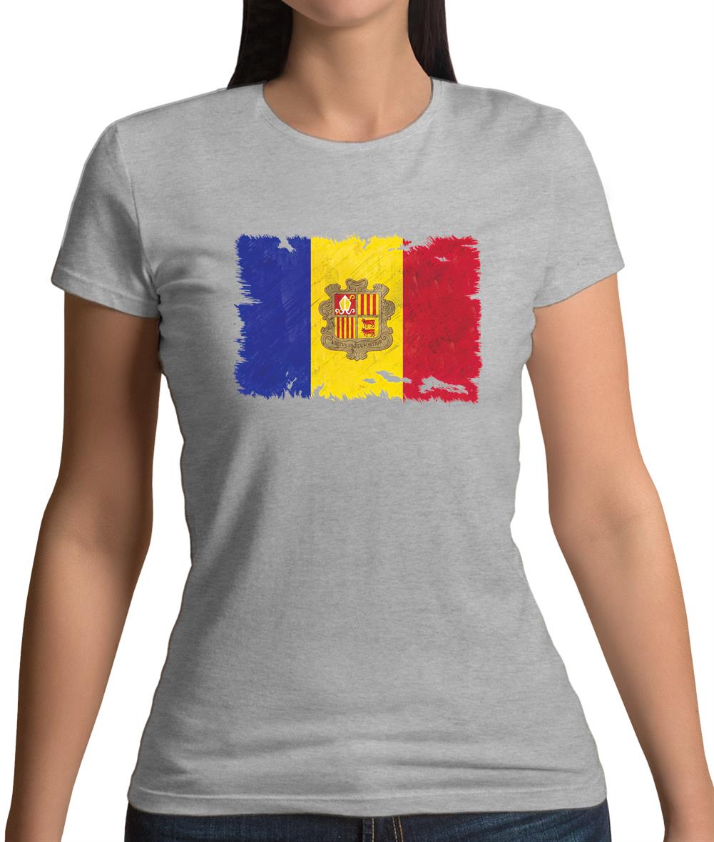 Andorra Grunge Style Flag Womens T-Shirt