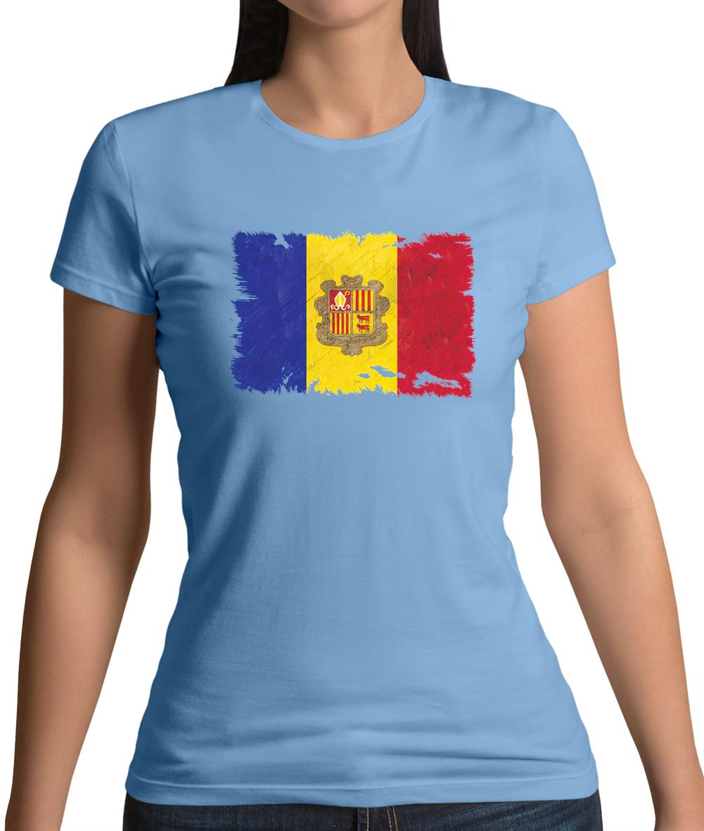 Andorra Grunge Style Flag Womens T-Shirt