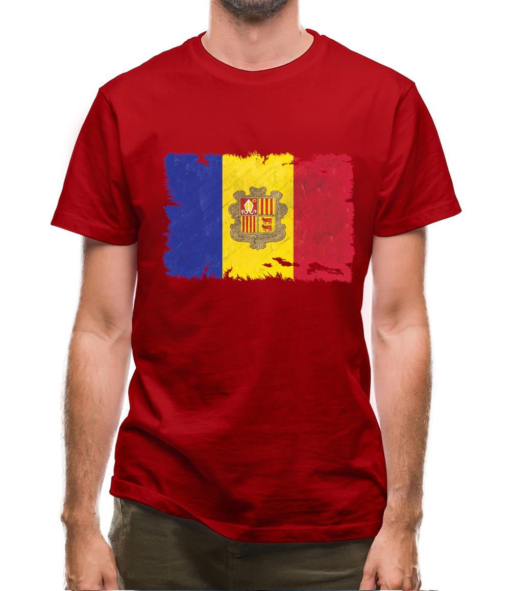 Andorra Grunge Style Flag Mens T-Shirt