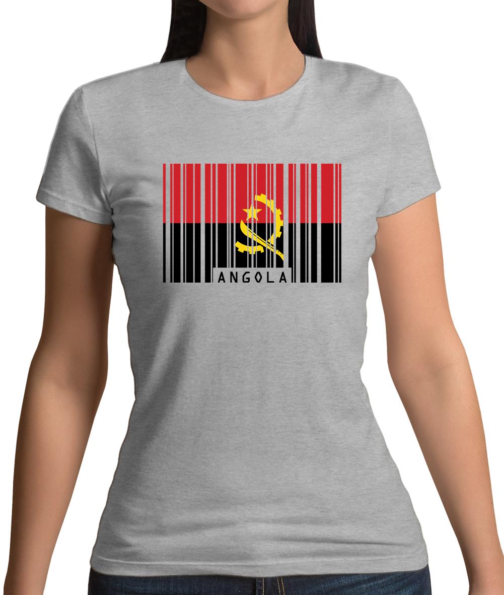 Angola Barcode Style Flag Womens T-Shirt
