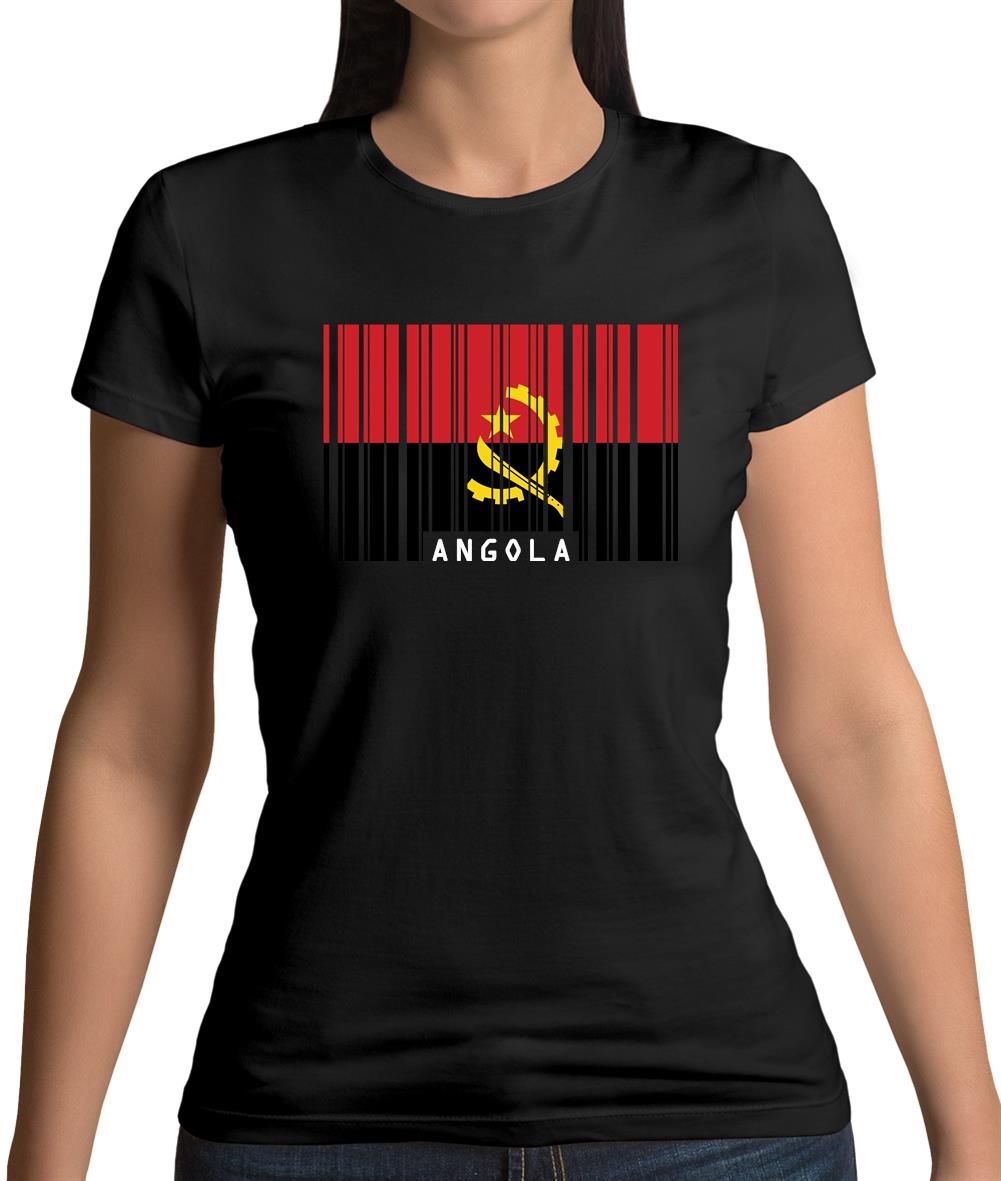 Angola Barcode Style Flag Womens T-Shirt