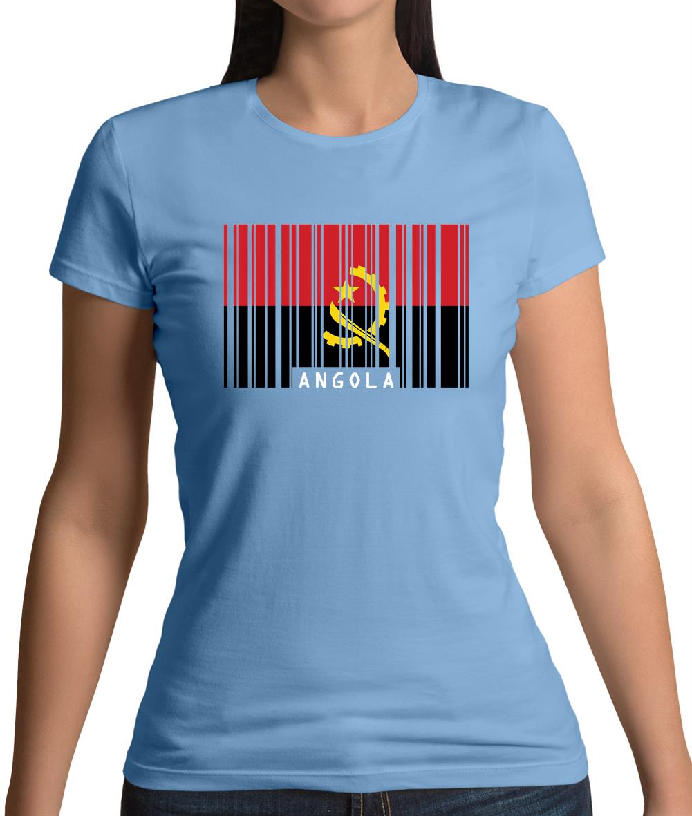 Angola Barcode Style Flag Womens T-Shirt