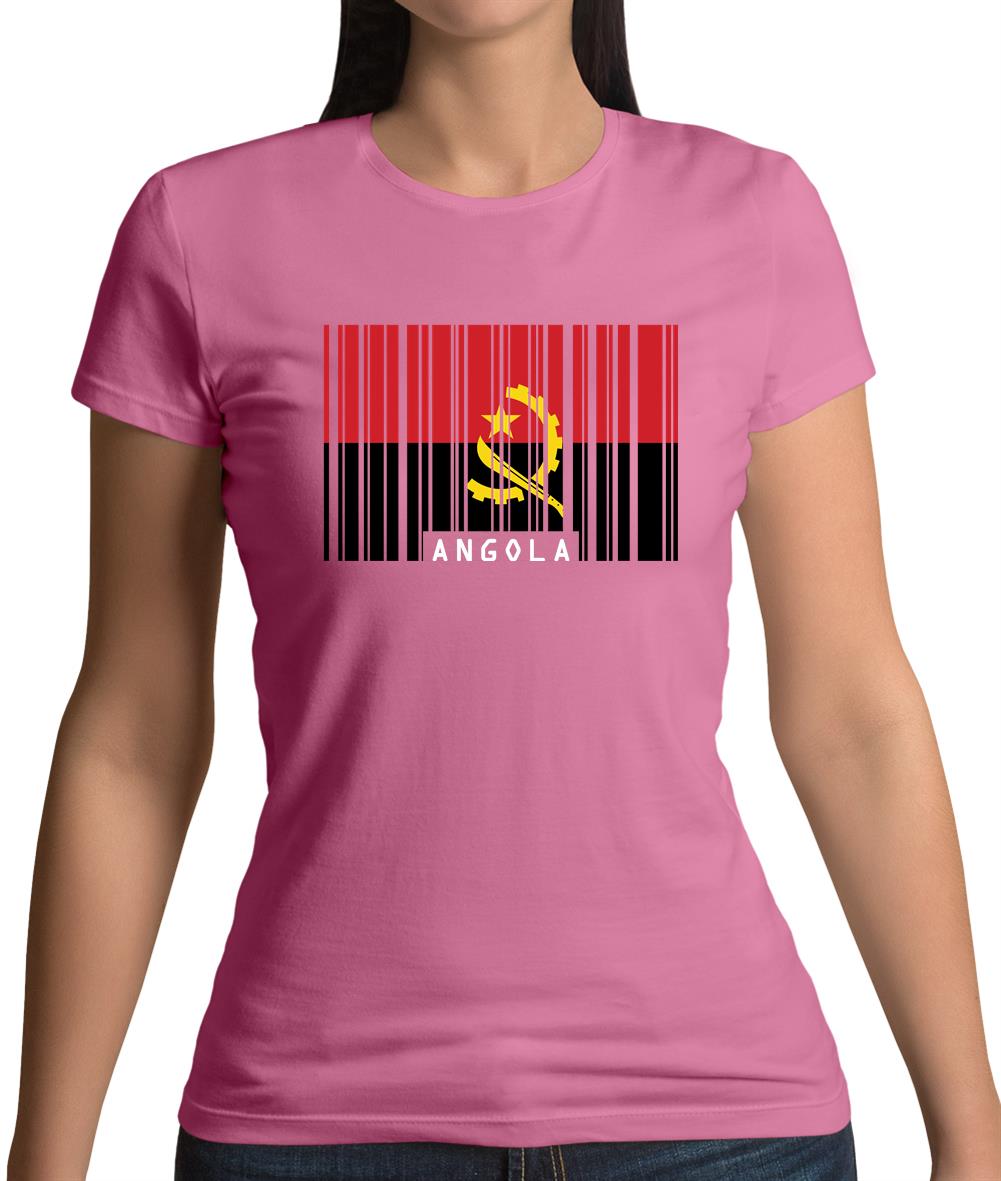 Angola Barcode Style Flag Womens T-Shirt