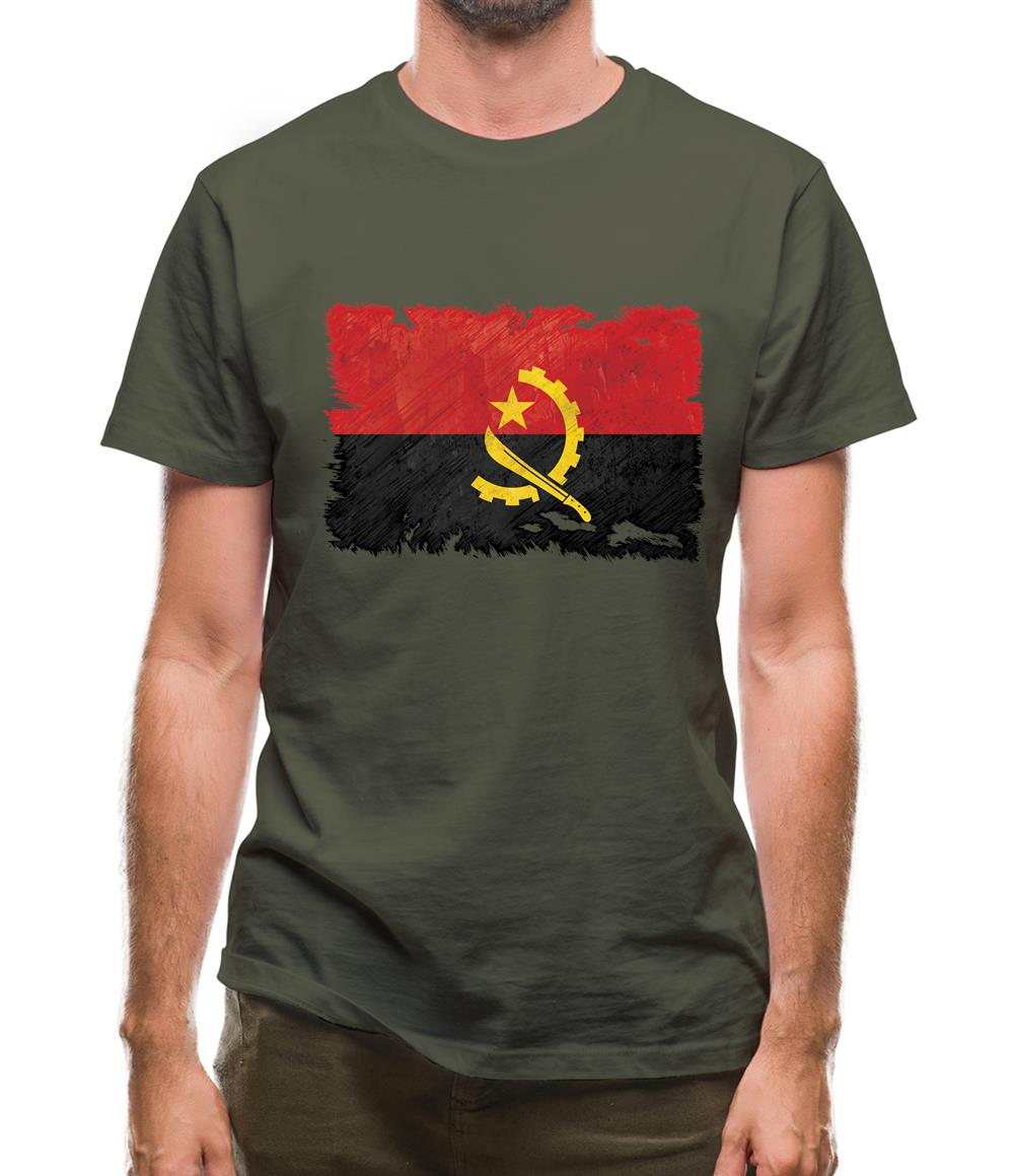 Angola Grunge Style Flag Mens T-Shirt