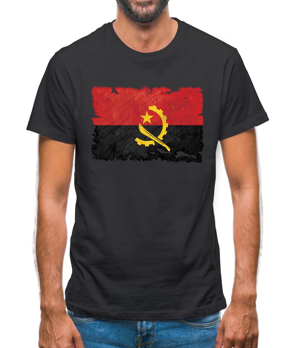 Angola Grunge Style Flag Mens T-Shirt