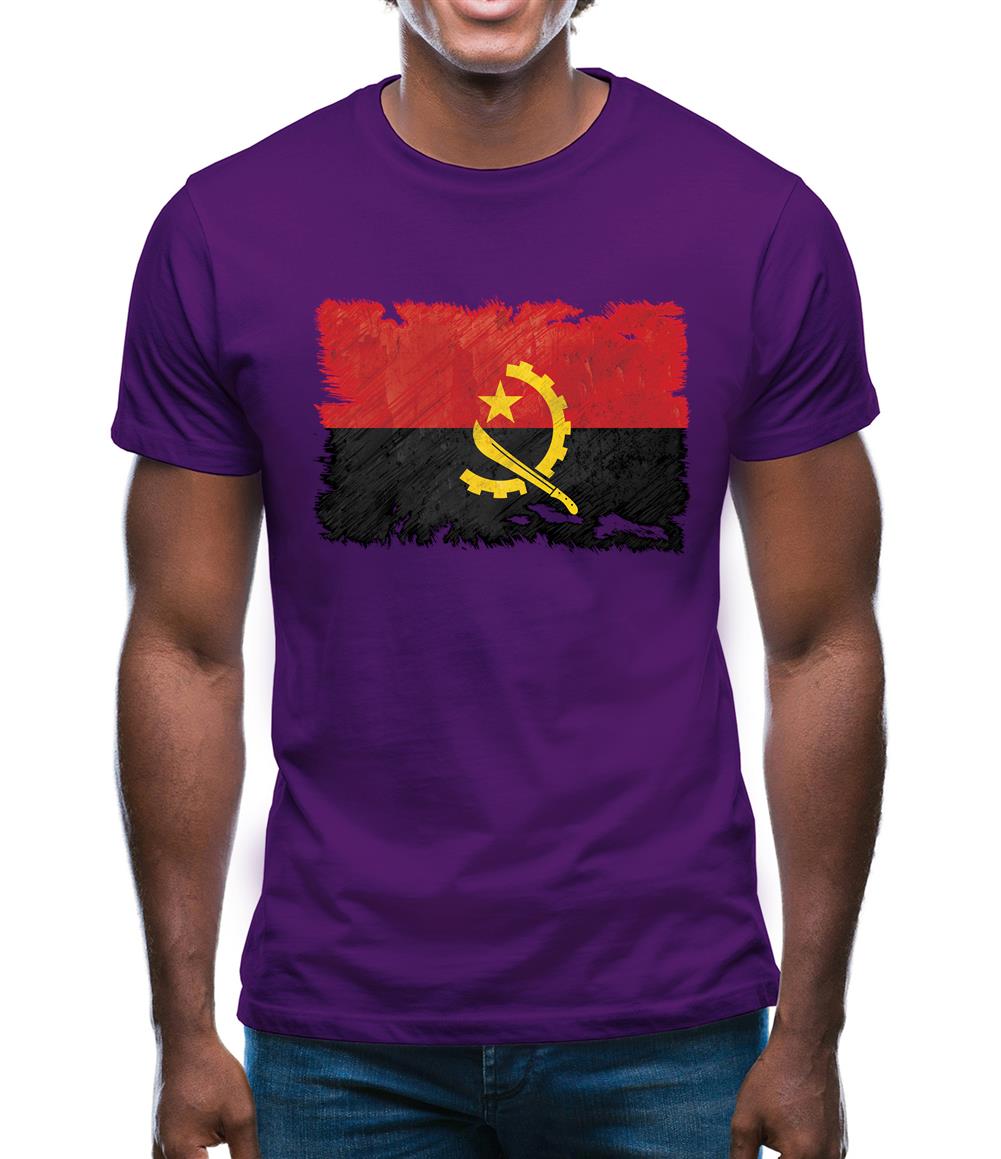 Angola Grunge Style Flag Mens T-Shirt
