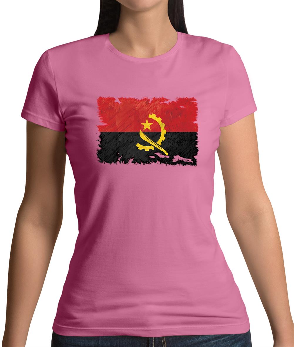 Angola Grunge Style Flag Womens T-Shirt