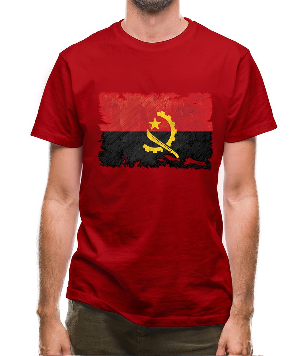 Angola Grunge Style Flag Mens T-Shirt