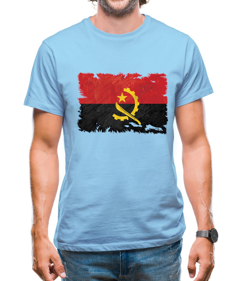 Angola Grunge Style Flag Mens T-Shirt
