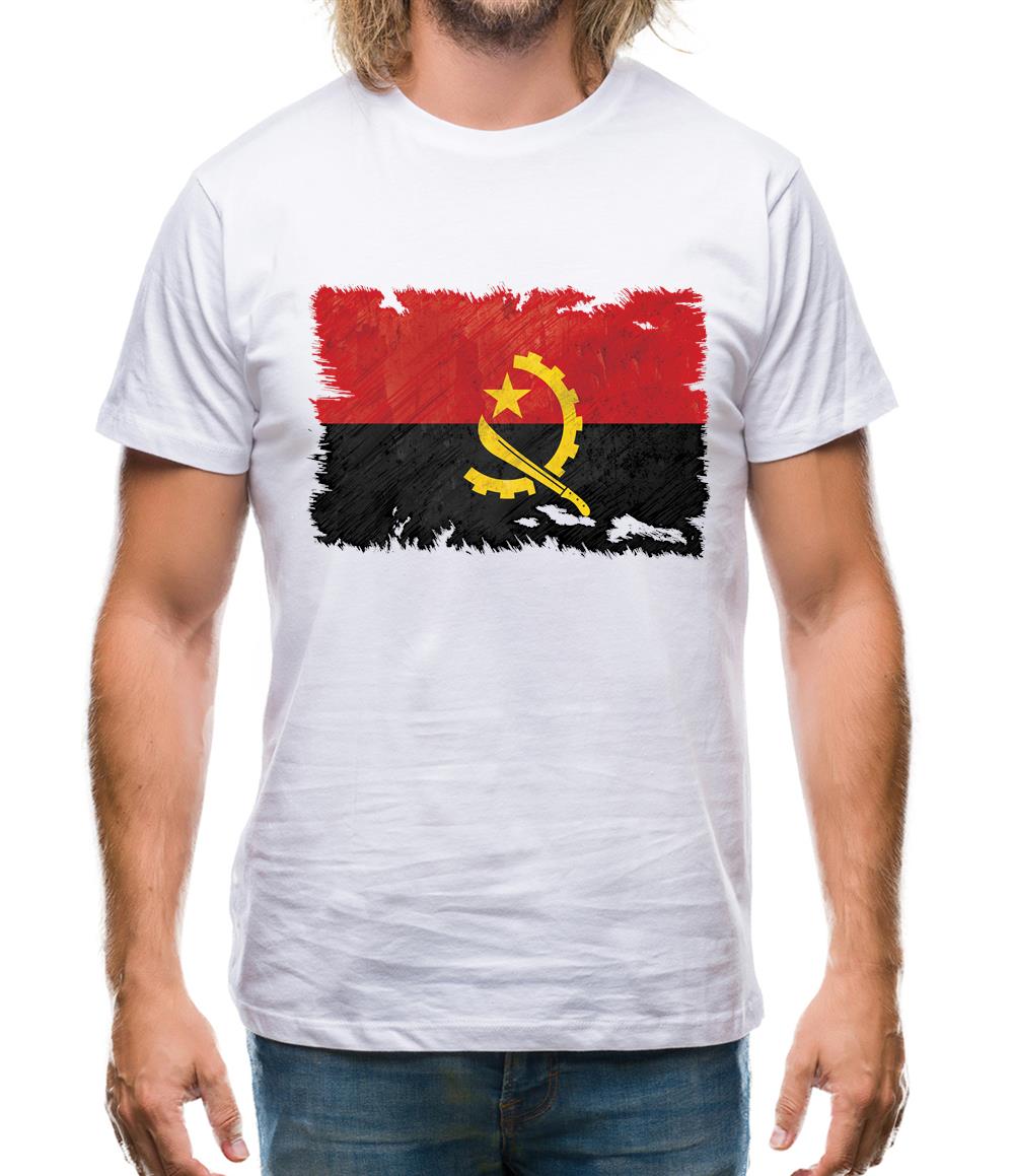 Angola Grunge Style Flag Mens T-Shirt