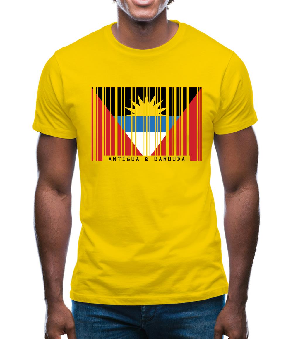 Antigua And Barbuda  Barcode Style Flag Mens T-Shirt