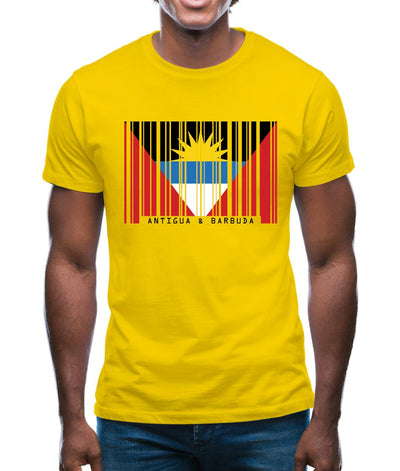 Antigua And Barbuda  Barcode Style Flag Mens T-Shirt