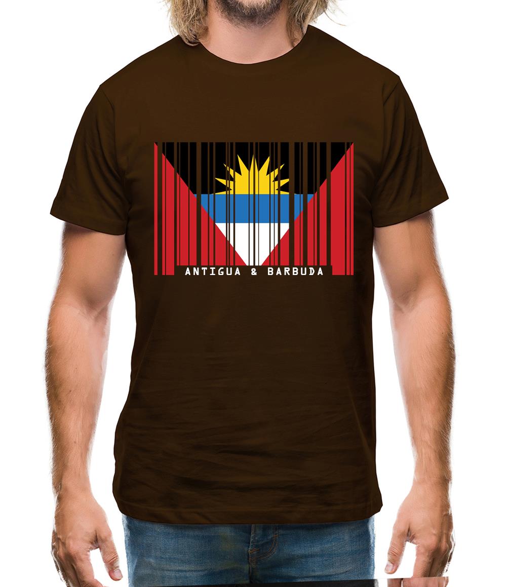 Antigua And Barbuda  Barcode Style Flag Mens T-Shirt
