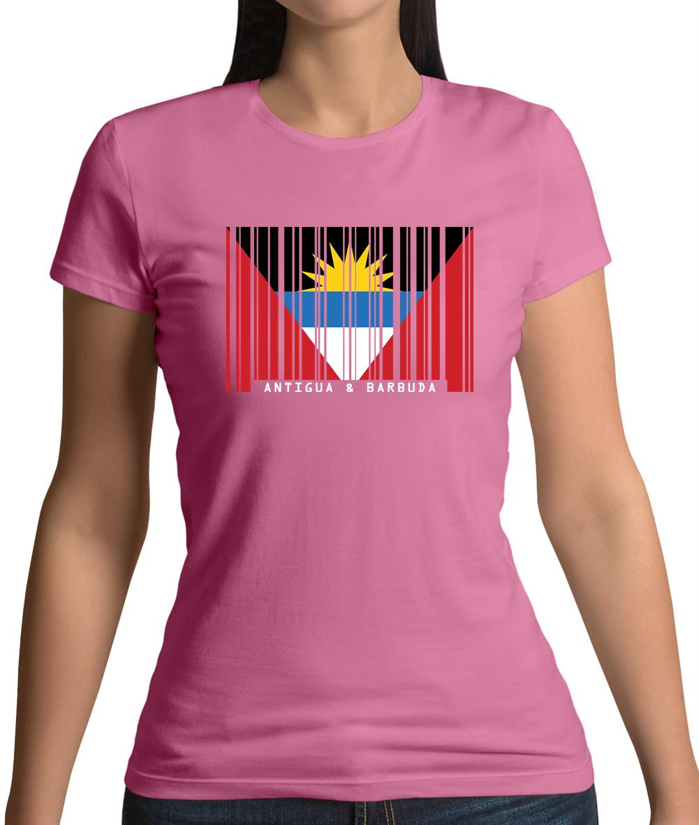 Antigua And Barbuda  Barcode Style Flag Womens T-Shirt