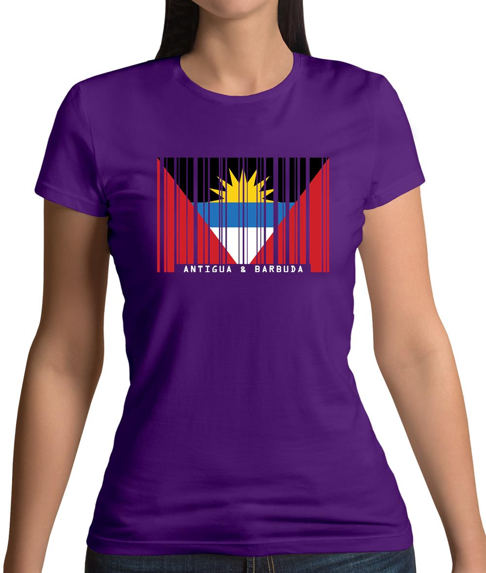 Antigua And Barbuda  Barcode Style Flag Womens T-Shirt
